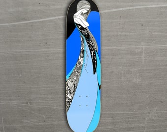 Art Nouveau Skateboard Deck in Blue  B