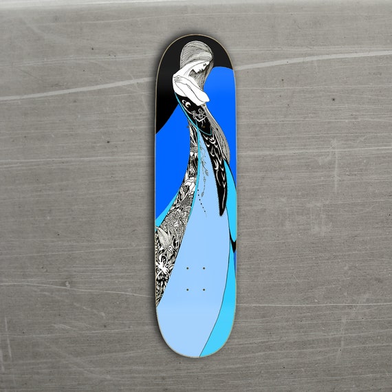 Art Nouveau Skateboard Deck in Blue  B