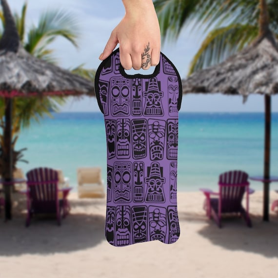 Retro Tiki Purple Wine Tote Bag Perfect gift for the Tropical Mid Century Modern Wine Lover