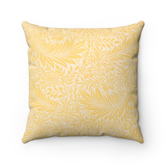Yellow Larkspur Faux Suede Square Pillow Case. by William Morris (1834-1896)  4 sizes