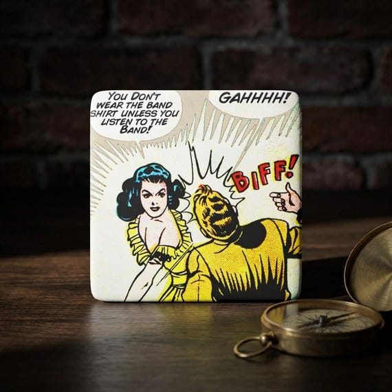 Retro Comic Music Joke Magnet | Porcelain Square Mid Century 1950s
