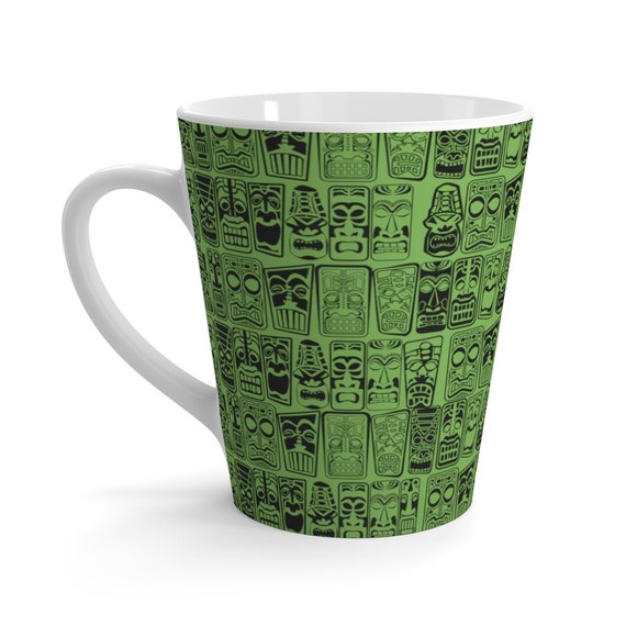 Retro Tiki Mid Century Modern GREEN Latte mug