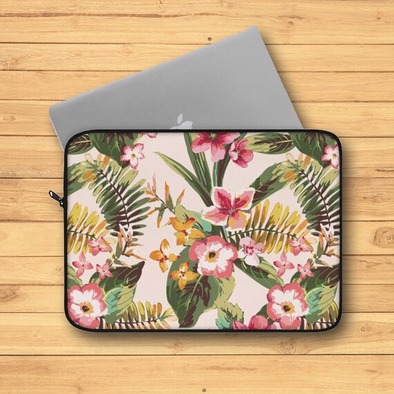 Retro Laptop Sleeve, 40s Floral Wallpaper pattern