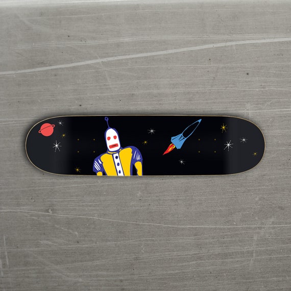 SPACE ROBOTS! Call the Space Force!! Science Fiction Space Rockets and Robots Skateboard Deck
