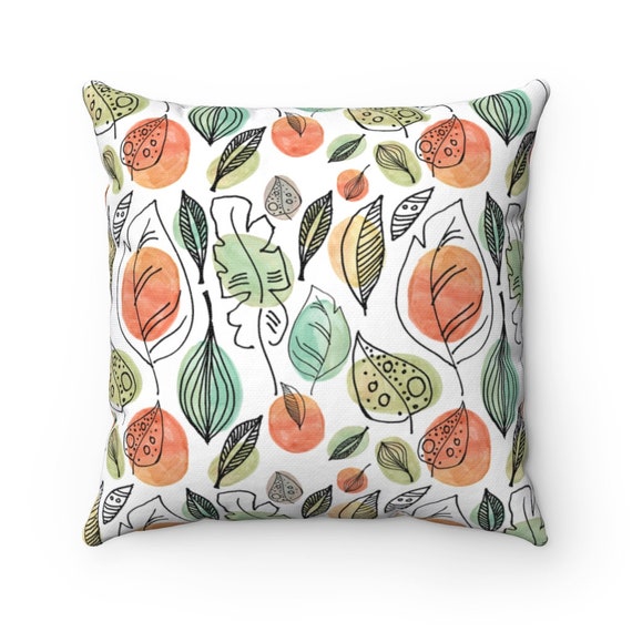 Retro 60s MCM inspired floral on Spun Polyester Square Pillow Case, Mid Century Modern in 5 Sizes