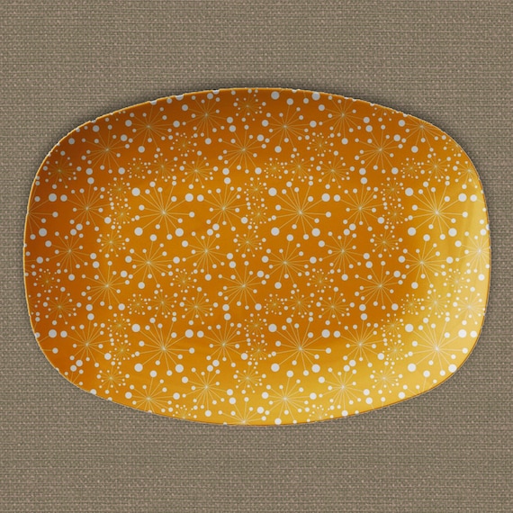 Retro Orange Atom Mid Century Design Dingbat Platter