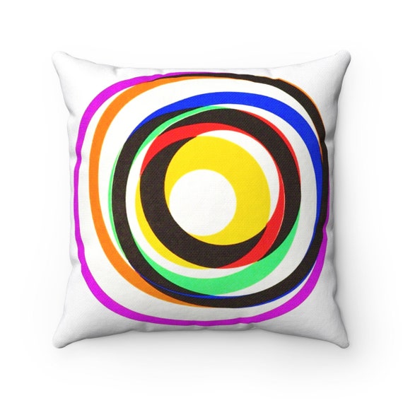 Retro Square Pillow Case Mid Century Modern Spiral Design Spun Polyester