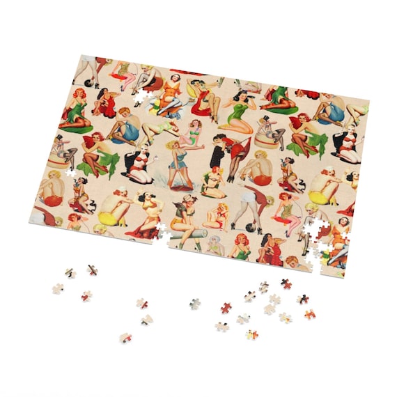 Retro 30's & 40's Pin-Ups Jigsaw Puzzle (252, 500 or 1000-Piece) Classic Cheesecake art in a metal box!