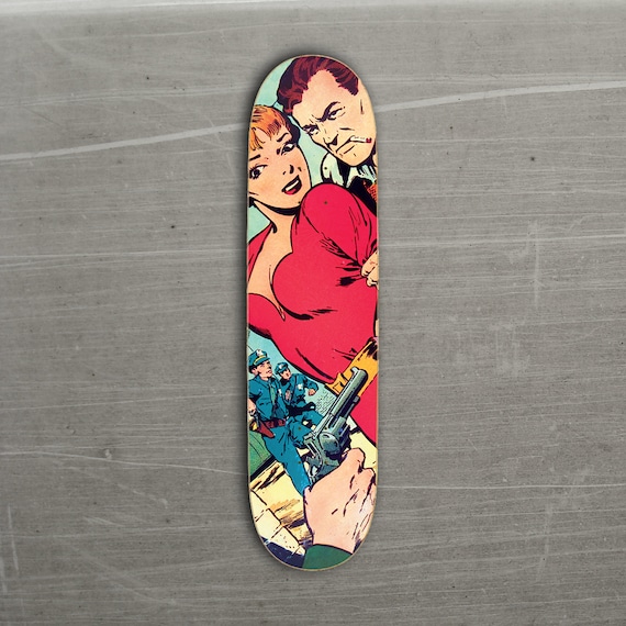 Retro Vintage Tough Guys and Gun Molls Comic Book Crime Story Skateboard Deck