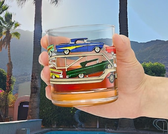 Vaso de whisky vintage de los años 50: artículos de bar para whisky de mediados de siglo