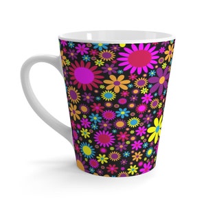 Retro 60&#39;s FLOWER POWER floral pattern on a Latte mug