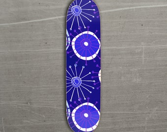 Retro Skateboard Deck 50s Mid Century abstract BLUE Pattern