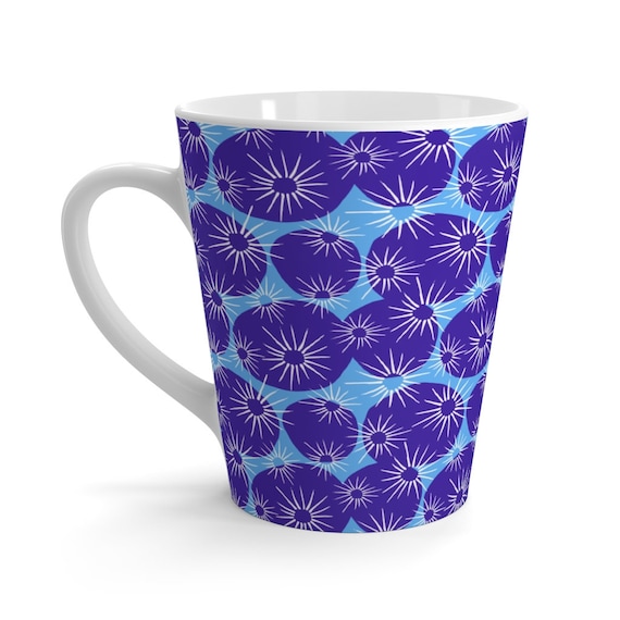 Retro Mid Century Modern Dingbat Styles Purple and Blue Latte mug