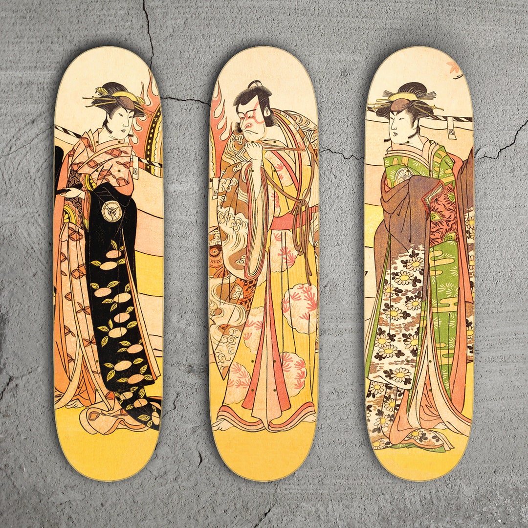 1785 Shunkō II Skateboard Deck Triptych Japanese Print - Etsy