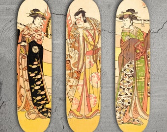 1785 Shunkō II Skateboard Deck Triptych Japanese Print