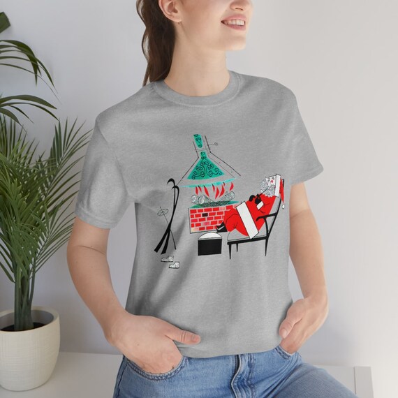 Retro Ski Santa Tee: Mid-Century Modern Christmas Bella+Canvas T-Shirt