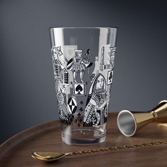 Mid Century Modern 1949 Playing Card Pint Glass, 16oz | Retro Cocktail Mixing Glass