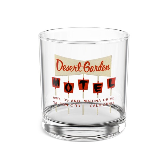 Retro 50s Desert Garden Motel  Rocks Glass, 10oz Mid Century Modern Beverage Classic