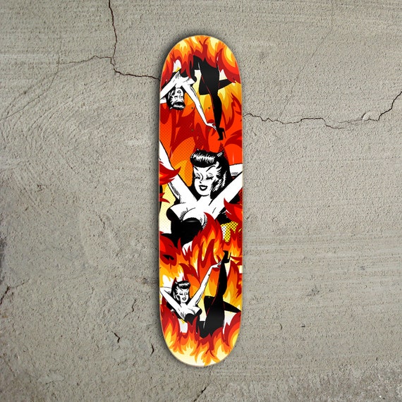Skateboard Deck Devil Doll Retro Pinup Tattoo style