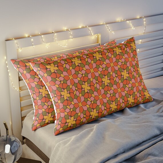 Retro 70's Green Orange and Brown Pillow Sham in 2 Sizes Etsy