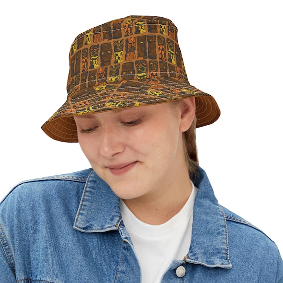 Retro Tiki Gods Bucket Hat: Summer Beach Accessory