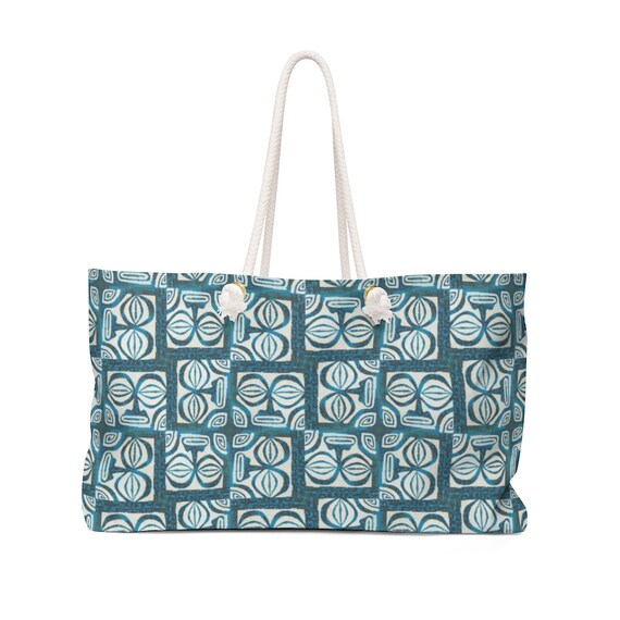 Retro Tiki Turquoise Mid Century Modern  Weekender Bag. Come Fly Away, Let's Go on a Trip!