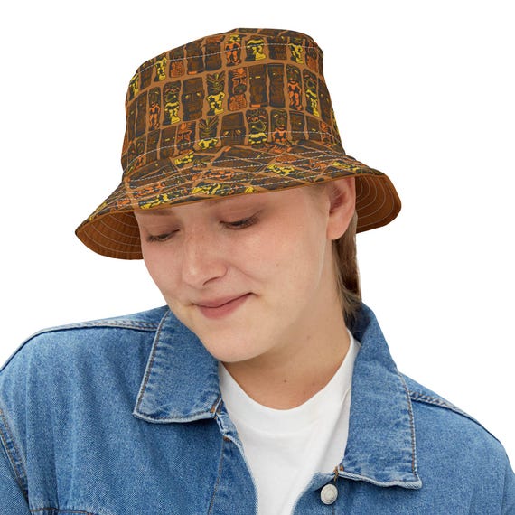 Retro Tiki Gods Bucket Hat, Summer Beach Accessory, Fisherman Gift, Boating Vacation Essential, MCM Lover Cap