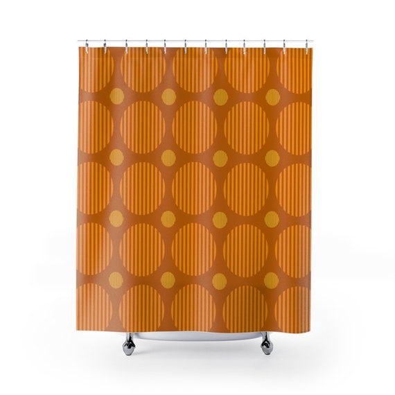 Retro Mid Century Modern Orange Circles Shower Curtain / 71" x 74" / For your MCM 1950's / 1960's Bathroom
