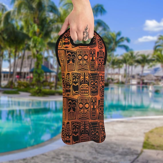 Retro Tiki Sunburst Orange Wine Tote Bag Perfect gift for the Tropical Mid Century Modern Wine Lover