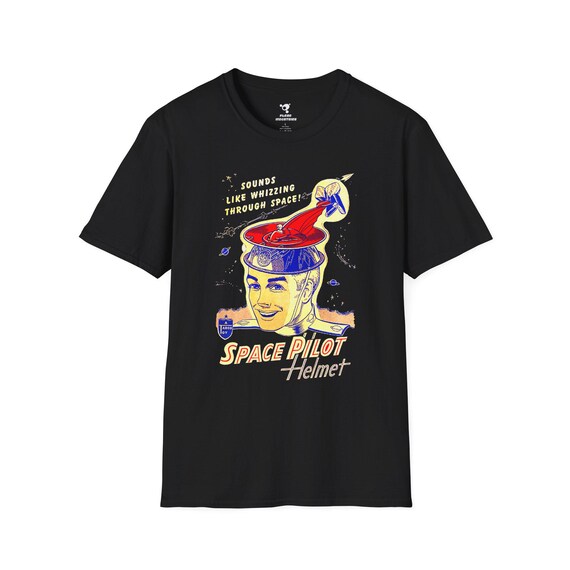 Retro Space Pilot T-Shirt - Whizzing Sound Design, Space-Themed Gift, Casual Wear