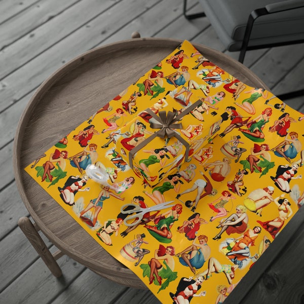 Retro Pin Ups from the 30's and 40's  Wrapping Paper, Classic Cheesecake in 3 sizes Perfect Retro Burlesque package wrap