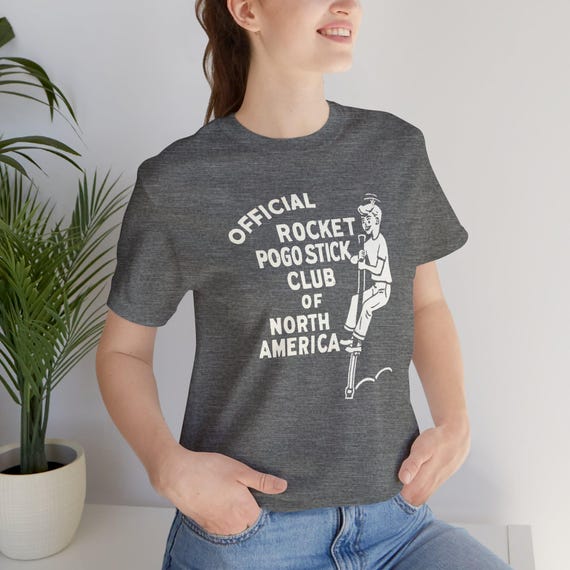 Retro Rocket Pogo Stick Club T-Shirt: Vintage Space Age Graphic Tee