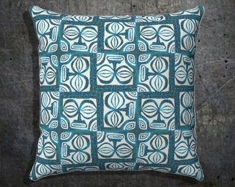 Retro Mid Century Square Pillow Case Turquoise Tiki God  Spun Polyester