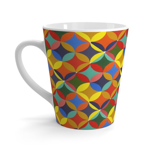 Retro Mid Century Modern color pattern on a Latte mug