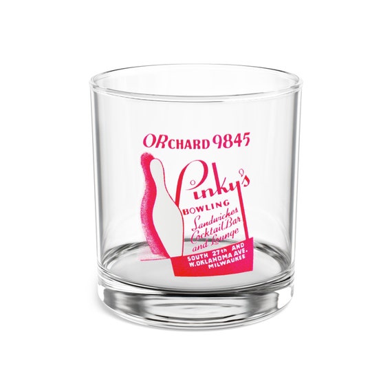 Retro PINKY'S Bowling and Coctail Lounge  retro Rocks Glass, 10oz