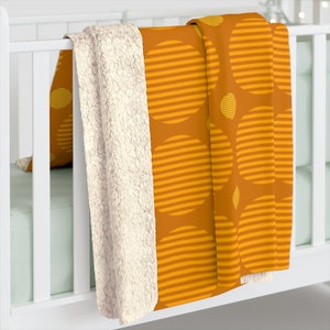 Coperta in pile Sherbert Sherpa arancione moderna retrò di metà secolo. 2 TAGLIE