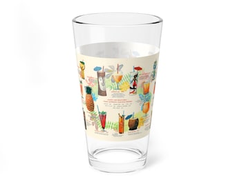Retro Tiki Getränkekarte Pint Glas - Mid Century Modern Barware