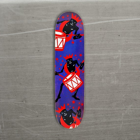 Devil Drummer of Death Skateboard Deck, Demon Beat Skater Art
