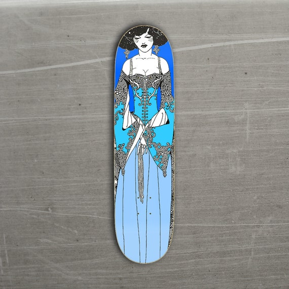 Art Nouveau Skateboard Deck in Blue  C