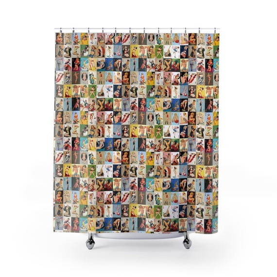 Retro Pulp PinUp Playing Cards Shower Curtain - Retro Deck Bathroom Decor, Pin Up Girl Bath Curtain, Good Clean Fun Home Shower Curtain