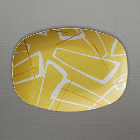 Retro Mid Century Modern "Dingbat" style 10x14" PLATTER, 1950s Modernism