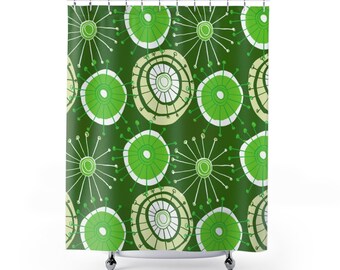 Retro Green Mid-Century Modern Shower Curtain