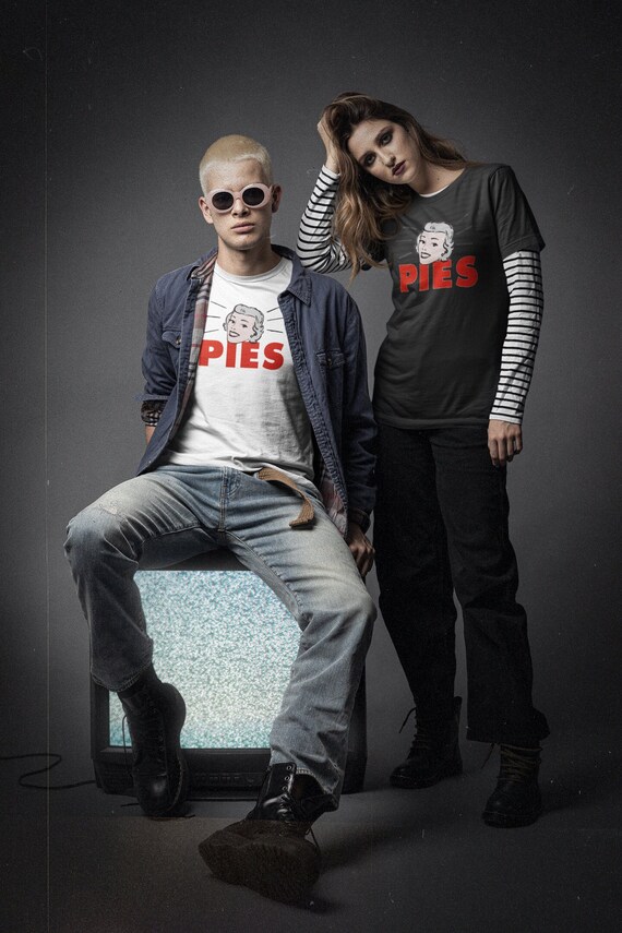 Retro50's PIES on Soft UNISEX sized Bella + Canvas Tee Shirt. Retro Diner Sign