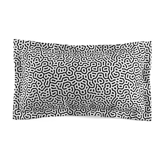 Retro 80s Microfiber Pillow Sham New Wave Memphis inspired design BLACK and WHITE