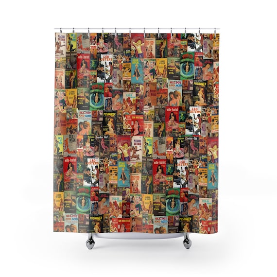 Vintage Pulp Novel Montage Shower Curtain - Retro Bathroom Decor, Literary Gift, Book Lover, Home Decor, Unique Present