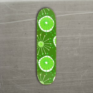 Retro Skateboard Deck, 50s Mid Century abstract GREEN Pattern