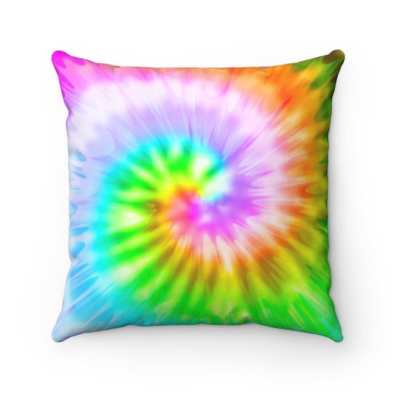 Retro 60's Psychedelic Tie Dye Patterns on Spun Polyester Square Pillow Case, 4 SIZES