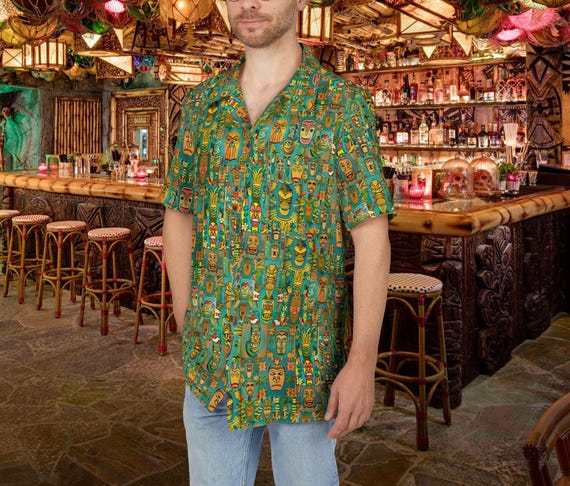 Retro Tiki Art Hawaiian Shirt: Mid Century Modern Luau Apparel