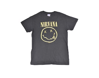 Vintage 90's Nirvana Smiley Face T-shirt: XL, Single Stitch