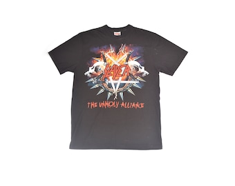 Thunder Plus Slayer The Unholy Alliance Vintage 2000s T-Shirt Tee Y2K 00s Kreator Metallica Retro Tee